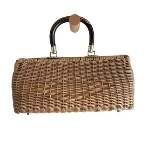 Vintage Hand Made Wicker Basket Purse - 1950’s-1960’s